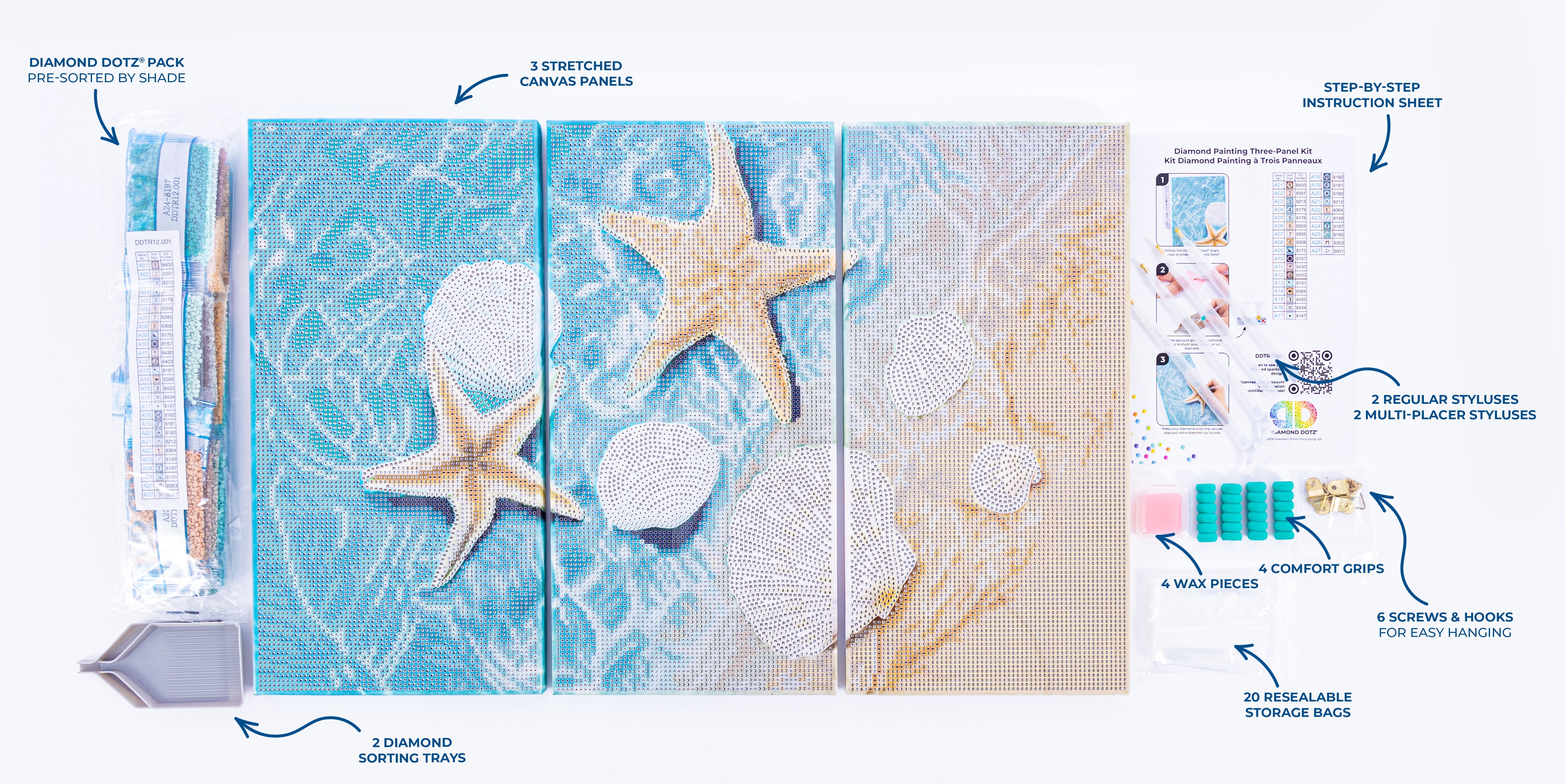 DIAMOND DOTZ® Crystal Shore Triptych Diamond Painting Kit