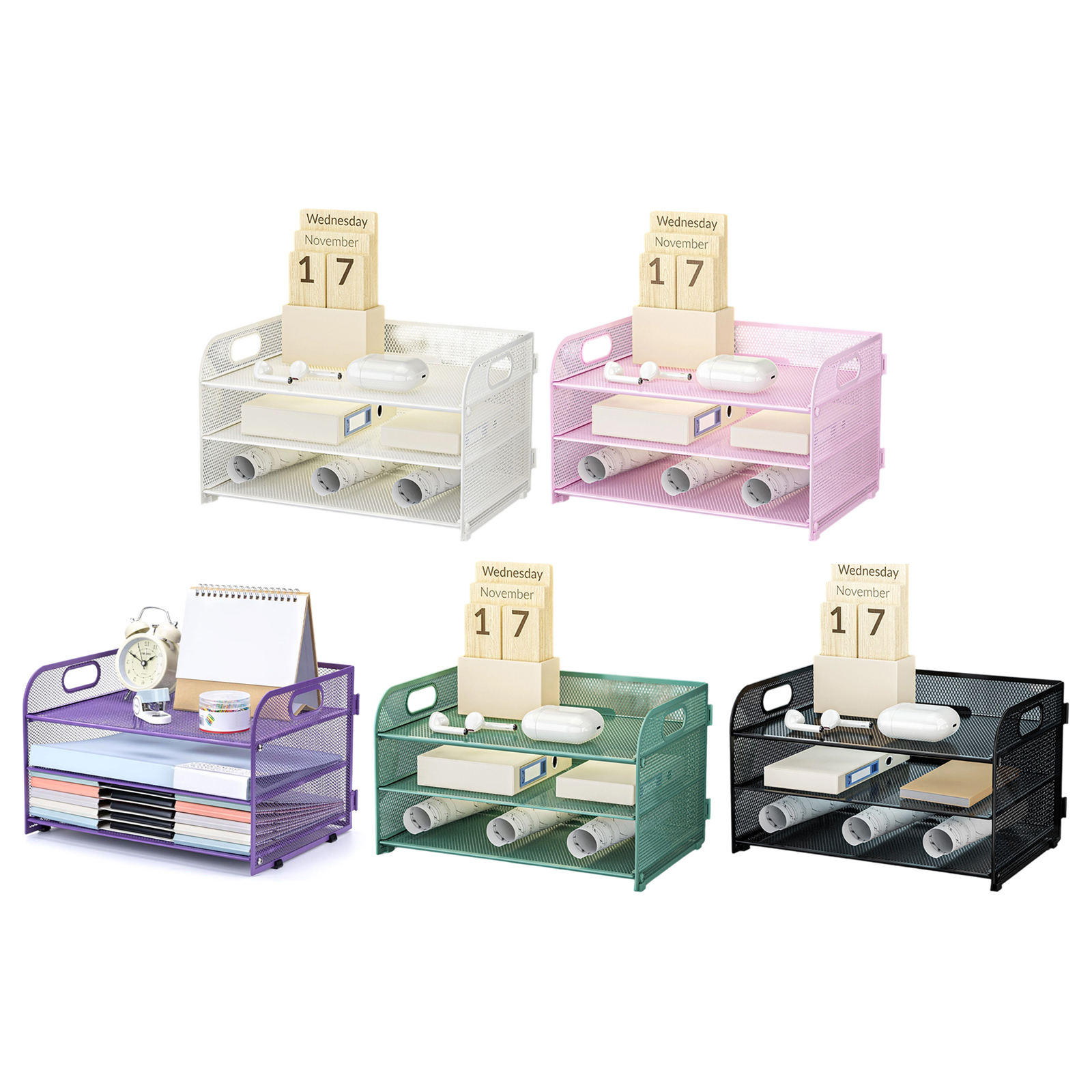 lixuesong 3 Tiers Paper Storage Letter Tray File Holders Desk Organizers Filing Trays Desk Accessories Office Supplies