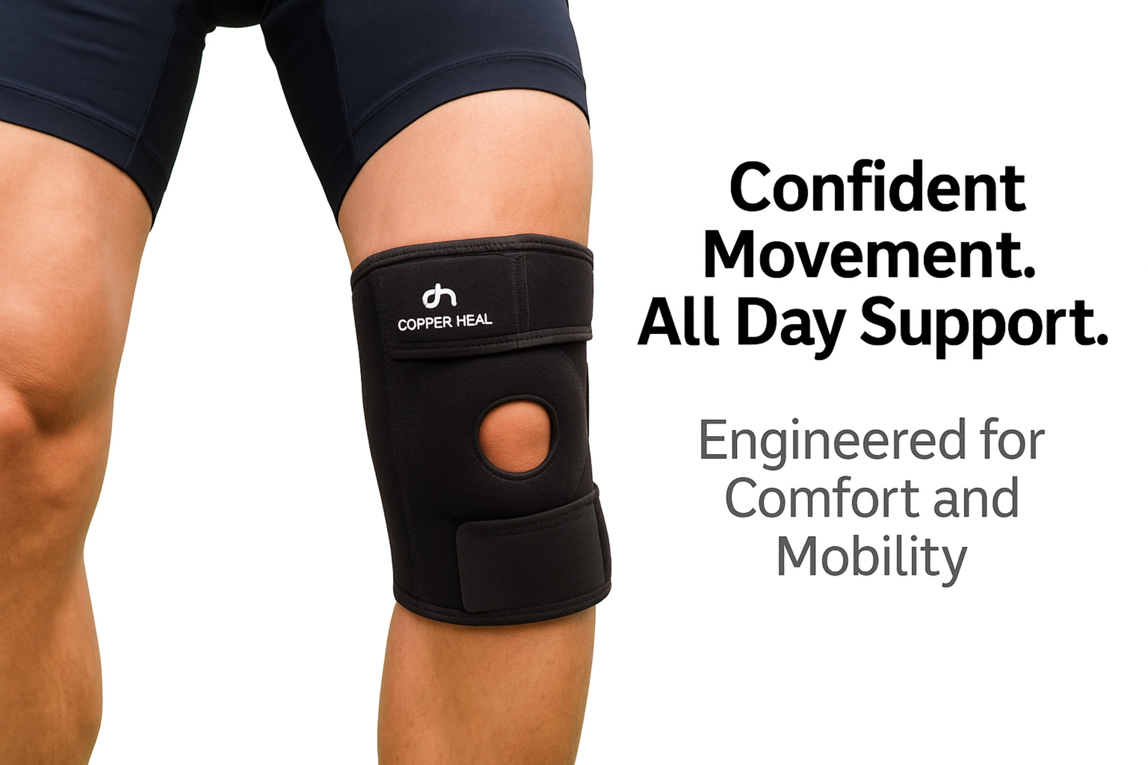 COPPER HEAL Magnetic Knee Brace – Copper-Infused Compression Sleeve for Pain Relief, Support  Recovery – Adjustable Knee Brace for Men  Women