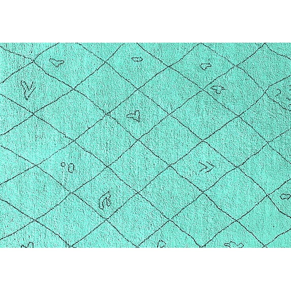 Ahgly Company Machine Washable Indoor Rectangle Solid Turquoise Blue Modern Area Rugs, 8' x 12'