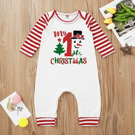 

Tejiojio Kids Clothing Holiday Gift Newborn Infant Baby Boys Girls Christmas Letter Print Romper Jumpsuit Outfits