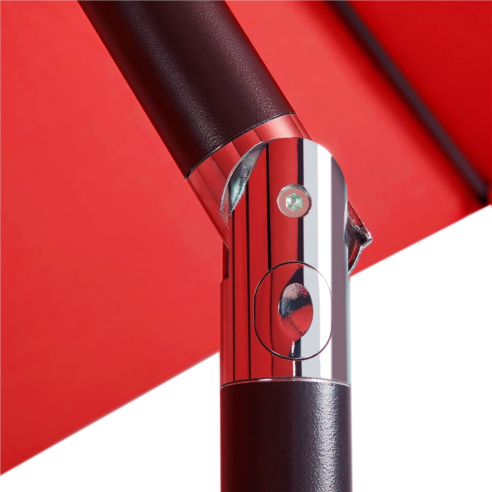 Renwick 96" Red Solid Print Octagon Market Patio Umbrellas, LED Lights