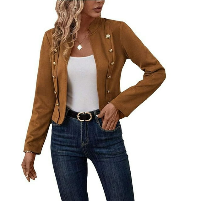 Cárdigan de moda para mujer, informal, de manga larga, liso, con botones, blusa, cárdigan, abrigo, tops de poliéster para mujer