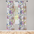 thumbnail image 3 of Ambesonne Floral Fun Curtains, Pansy Flowers Abstract, Pair of 28"x84", Yellow Beige and Multicolor, 3 of 5
