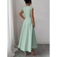 thumbnail image 2 of Mint Green Womens Square Neck Cinched Waist A-Line Midi Dress For Spring Summer Casual Vacation, 2 of 7