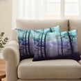thumbnail image 2 of Teal Purple Forest Outdoor Pillow Covers 20"x12" Set of 2, Waterproof Throw Pillow Covers for Patio Furniture, Vintage Foggy Woods Tree Decorative Cushion Pillowcases for Garden Porch Couch Sofa, 2 of 9