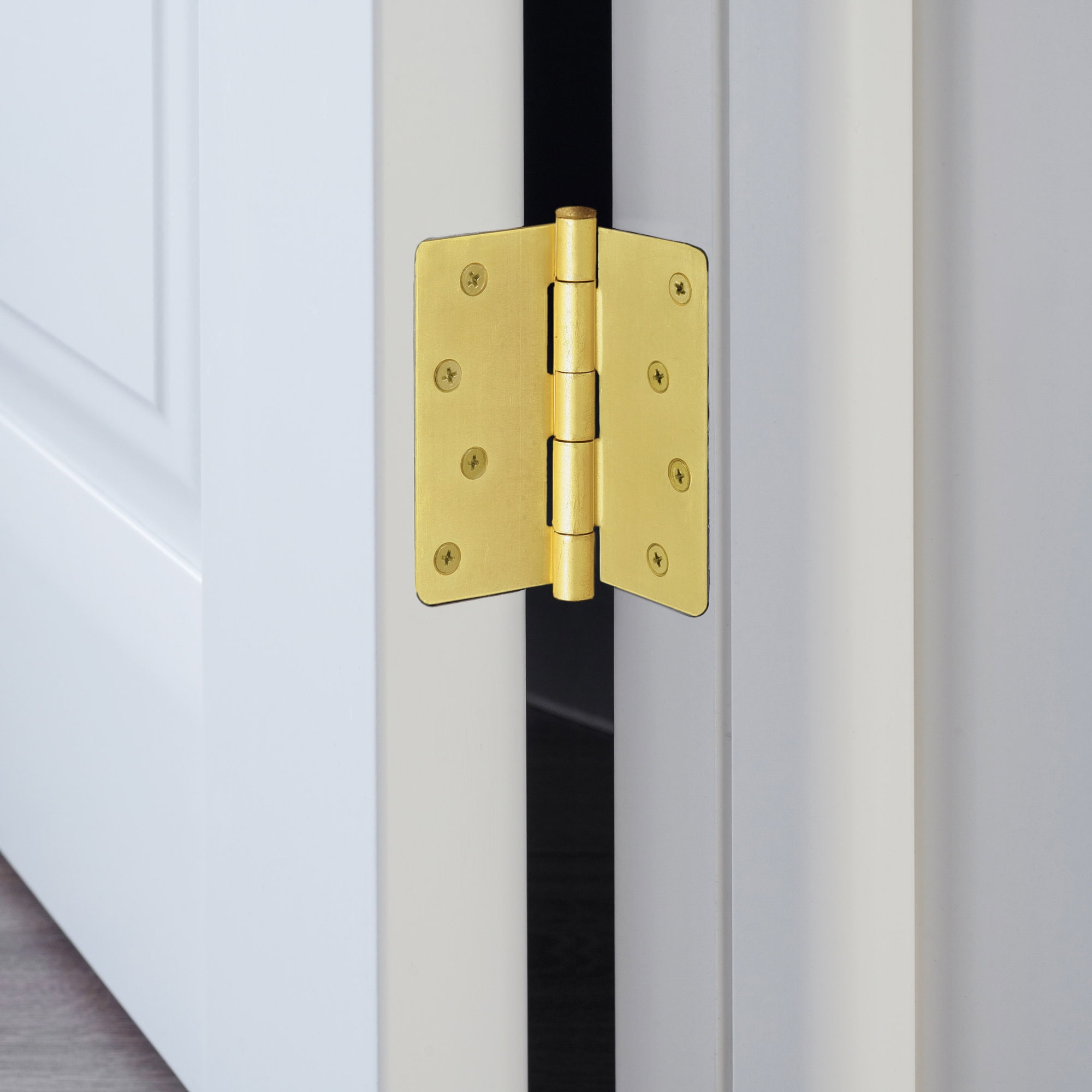 Design House 3-Pack 4" H x .25" Radius Butterfly Interior/Exterior Door Hinges, Satin Brass