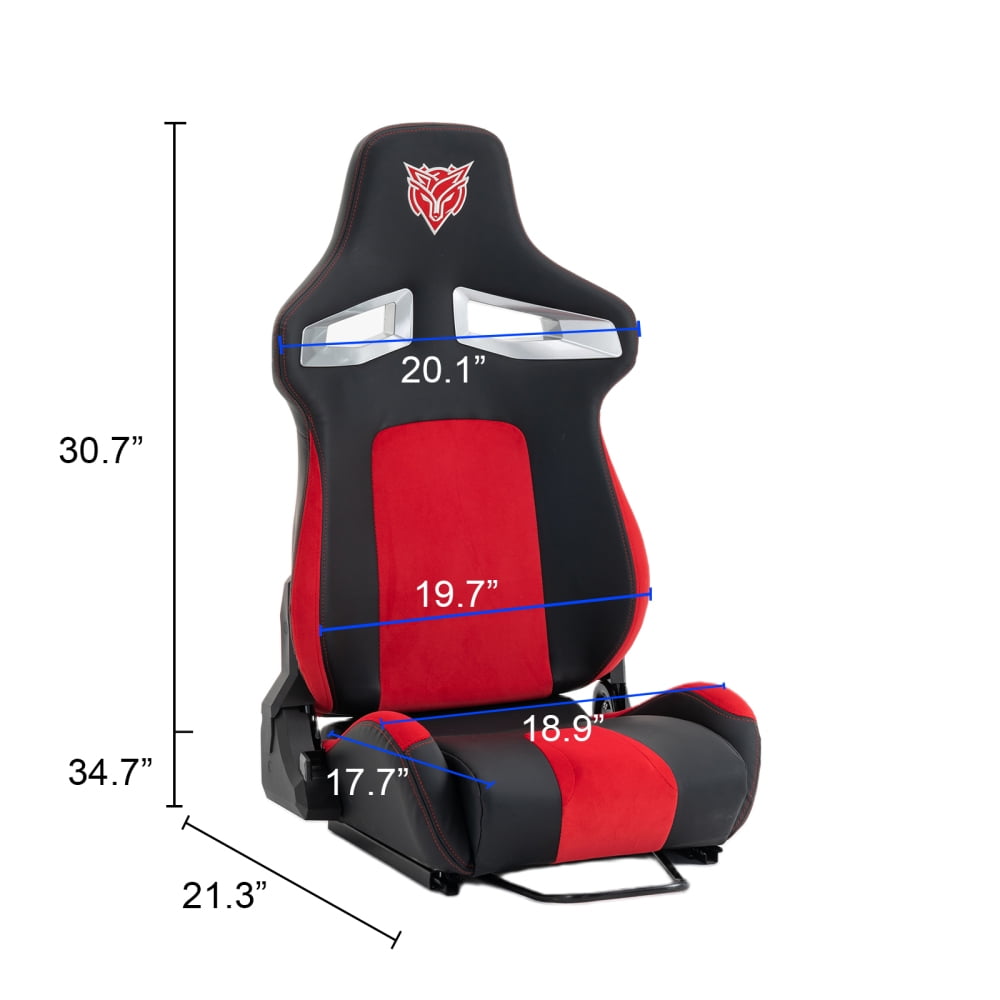 DECMAY Universal Reclinable Racing Simulator Seat – Bucket Style Sport Seat with Adjustable Lock Slide, Red+Black PU Leather & Iron/PVC Frame for PS5/PS4/Xbox/PC
