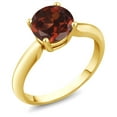 thumbnail image 2 of Gem Stone King 18K Yellow Gold Plated Silver Round Red Garnet Solitaire Engagement Ring for Women (1.85 Cttw, Gemstone Birthstone, Available in Size 5, 6, 7, 8, 9), 2 of 4
