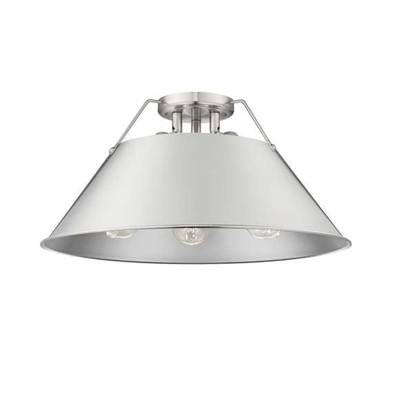 3306-3FM PW-PW-Golden Lighting-Orwell - 3 Light Flush Mount-9.25 Inches Tall and 18.75 Inches Wide-Pewter Finish-Pewter Shade Color