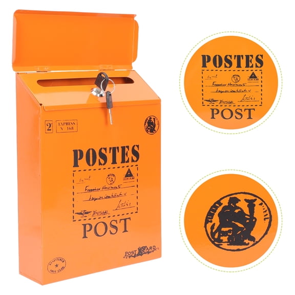 LEORX Vintage Mailbox Orange Iron 1Pcs 11.5x8.5in