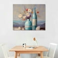 thumbnail image 3 of COMIO Blue Beach Ocean Floral Bathroom Decor Coastal Seaside Painting Canvas Print for Bathroom Living Room Bedroom Kitchen and Office Wall Decor, 3 of 5