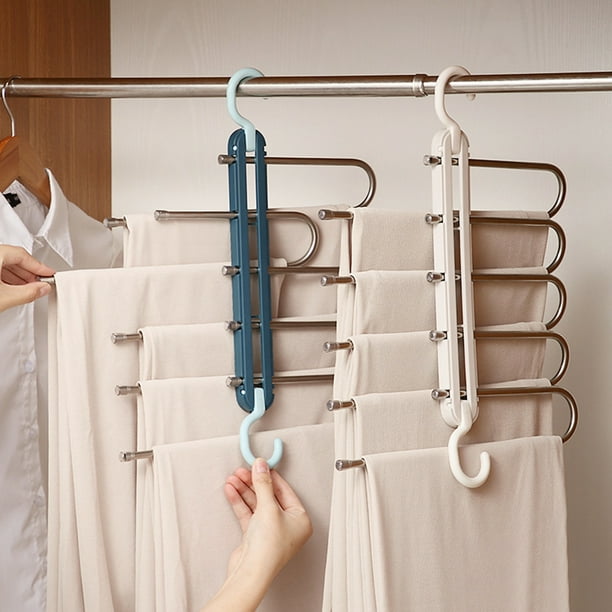 Amdohai Folding Pants Rack Closet Space Saving Pants Hangers Non Slip Closet Storage Clothes Organizer 5 Layered Pants Rack for Scarf Jeans Trousers Skirts Walmart