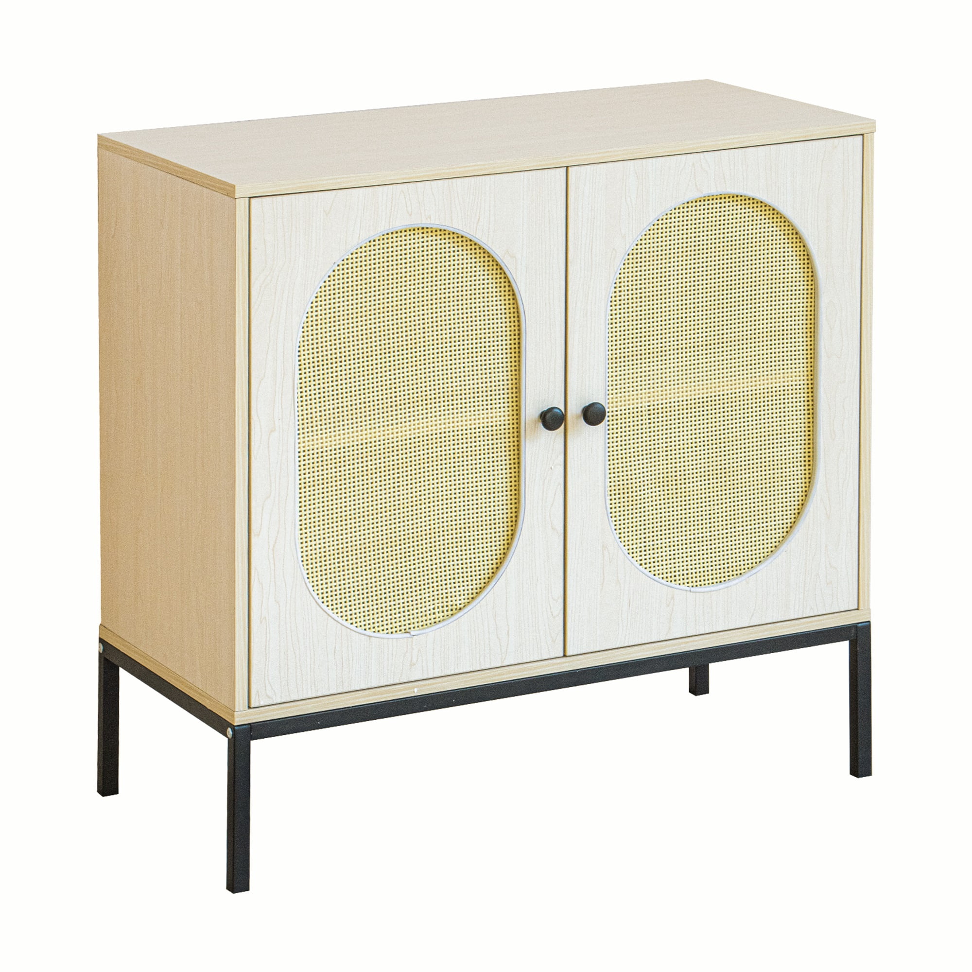 Kadyn 31.5" Tall 2 - Door Accent Cabinet, Kitchen Storage Cabinet with 2 Rattan Doors and Metal Legs, Entryway Sideboard for Living Room, Natural Wood Kadyn 31.5" Tall 2 - Door Accent Cabinet, Kitchen Storage Cabinet with 2 Rattan Doors and Metal Legs, Entryway Sideboard for Living Room, Natural Wood