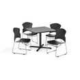 thumbnail image 3 of OFM Multi-Use Break Room Package, 42" Square Table with Plastic Stack Chairs, Gray Nebula Finish with X-Style Pedestal Base and Gray Seats (PKG-BRK-036), 3 of 5