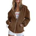 thumbnail image 1 of Sudadera PRETTYGARDEN 2025 con cremallera marrón XS, 1 of 8