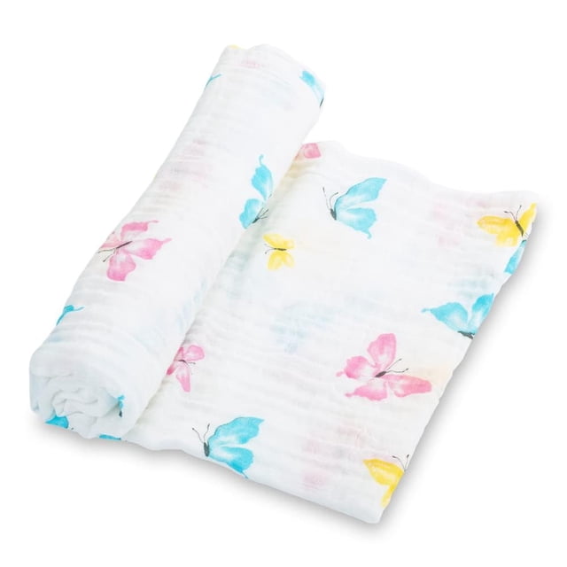 Manta LollyBanks con estampado de mariposas 100% algodón 120 x 120 cm