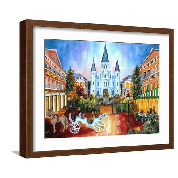 Art.com The Hours on Jackson Square Art Print by Diane Millsap, Brown Frame Wall Art, 21" x 17"