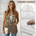 thumbnail image 5 of Psesaysky Brown Camo Leaves Print Womens Waistcoat Vest Sleeveless Blazers for Women Business Casual Fashion Open Front Suit Vest, Size 3XL, 5 of 6