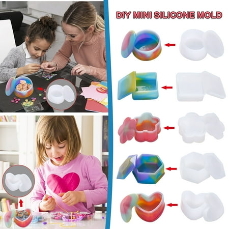 

Yedhsi 5PC DIY Storage Box Mold Handmade Crystal Drop Mold Silicone Mold Home DIY