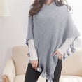 thumbnail image 1 of Autumn And Winter Cape Cape Fringe Horn Buckle Solid Color Irregular Double Fringe Cape Cape Warm And Thick, 1 of 7