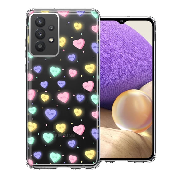 MUNDAZE For Samsung Galaxy A32 Valentine's Day Heart Candies Polkadots Design Double Layer Phone Case Cover