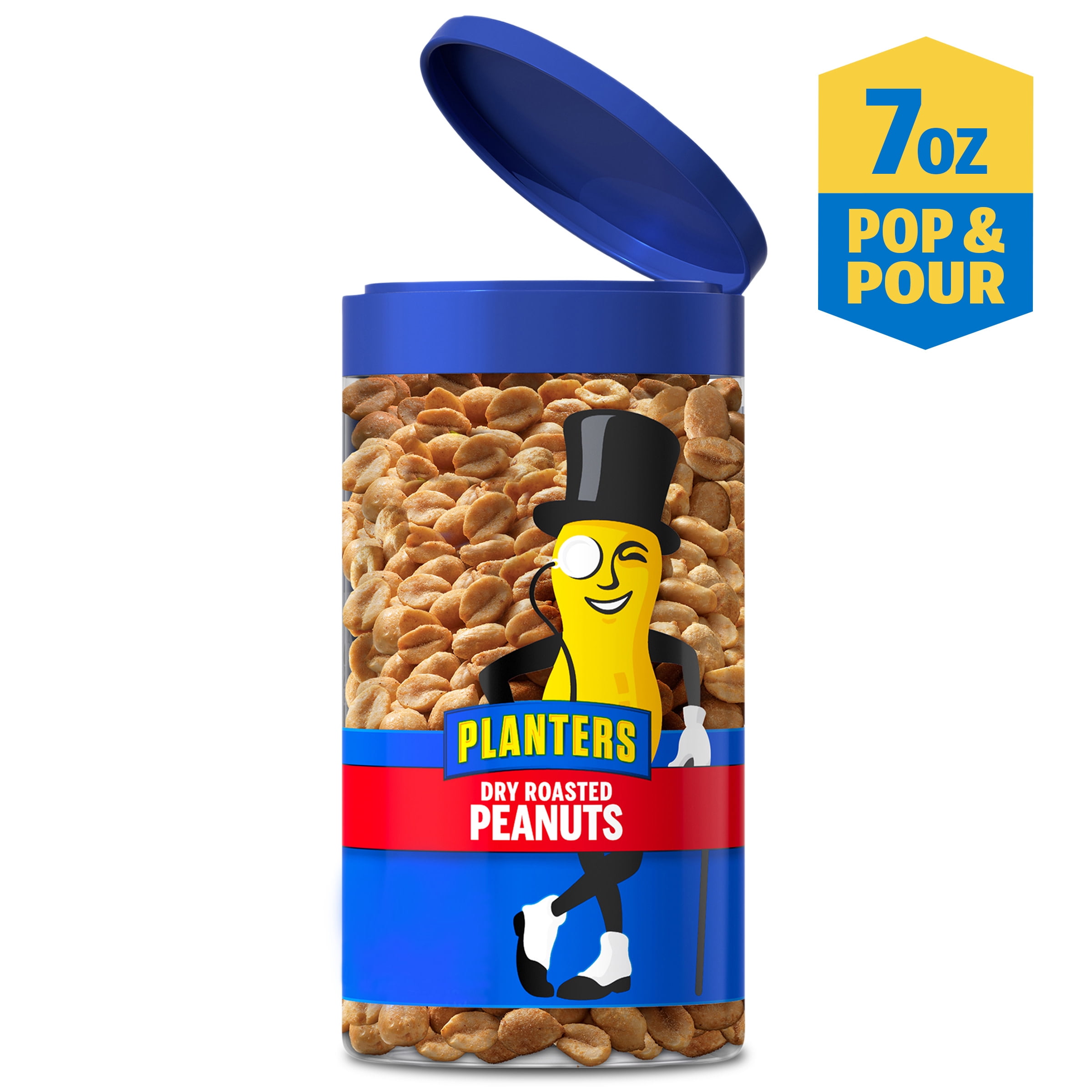 Planters Pop & Pour Dry Roasted Peanuts, 7 oz Jar