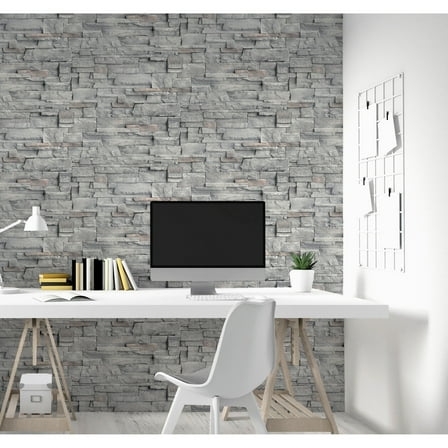 Slate Wall Grey Wallpaper - 20.8 in. W x 33 ft. L