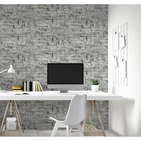 Slate Wall Grey Wallpaper - 20.8 in. W x 33 ft. L