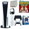 Sony Playstation 5 Disc Version (Sony PS5 Disc) with Midnight Black Extra Controller, Headset, Media Remote, Far Cry 6, Accessory Starter Kit and Microfiber Cleaning Cloth Bundle