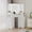 White, variant on Ourlova Corner Makeup Vanity Desk with LED Mirror and Lights Fluted Design Vanity Table with Drawers Black