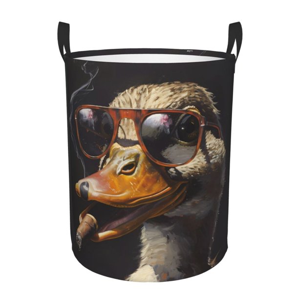 Balery Modern Funny Duck Cesta de ropa redonda con asas, impermeable, independiente, para ropa, juguetes, dormitorio y familia-Medium