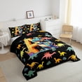 thumbnail image 3 of Manfei Monogrammed A Bedding Comforter Set,Zoo Animal Dinosaur Twin Comforter Sets,Black Yellow Bedding Set,Microfiber Room Decorative Reversible,2pcs, 3 of 8