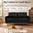 thumbnail image 4 of SESSLIFE 65" Loveseat Sofa, Mid Century Modern 2 Seater Loveseat Couch with Foil Fabric, Small Couch with Solid Wood Legs for Living Room, Bedroom, Apartment, Black, 4 of 8