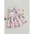 thumbnail image 3 of Kids Girls Summer A-line Dress Little Girls Sleeveless Princess Dress Casual Floral Print One Piece Dress for Beach Party1-6T, 3 of 8