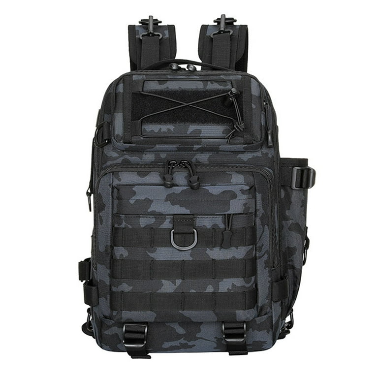 Fishing Tackle Bag Lure Bait Chest Pack Travel Backpack (Black Camouflage)