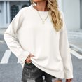 thumbnail image 2 of Lovskoo Sweaters for Women Casual Loose Long Sleeve Knitting Round Neck Sweater Blouse Tops Beige, 2 of 8