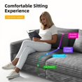 thumbnail image 4 of 82.7 Inch Plush Corduroy 3-Seater Sofa with 1 Ottoman, Modern Cloud Couch Deep Seat Convertible Sofa Lounge Chair for Living Room, Apartment, Office, Grey, 4 of 9