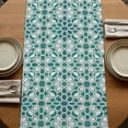 thumbnail image 5 of Table Runners 48 Inches Long Dress Scarves, Teal Green Farmhouse Kitchen/Dining Table Runner, Short Coffee Tablerunners, Vintage Abstract Geometric Texture 13x48 Inch, 5 of 9