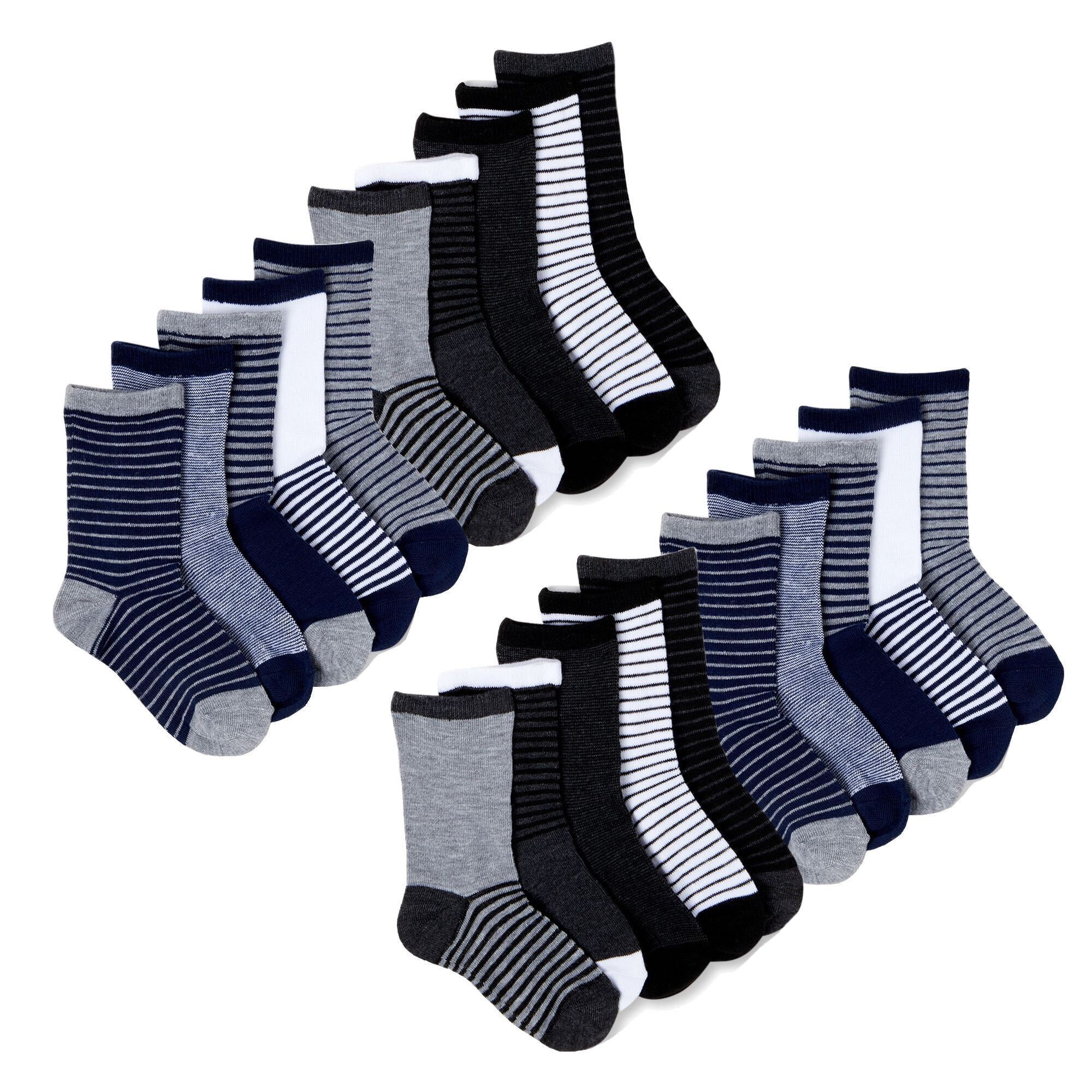 Wonder Nation Little Boy's 10 Pair Crew Socks Shoe SZ S 4.5-8.5 Assorted Colors 