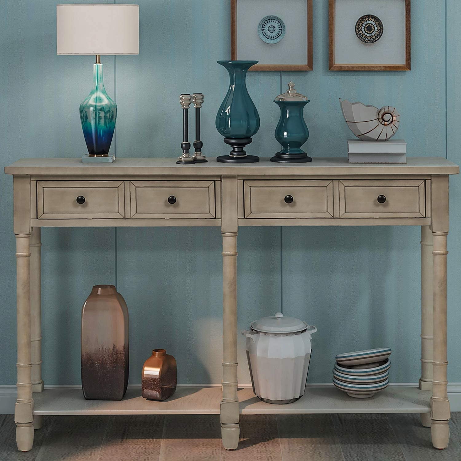 Harper & Bright Designs Retro Console Table Sofa Table for Entryway with Drawers and Shelf Living Room Table