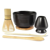 BambooMN Matcha Whisk Starter Set - Chawan Matcha Bowl, Tea Whisk, Chashaku, Spoon, Matcha Holder, Bamboo Coaster