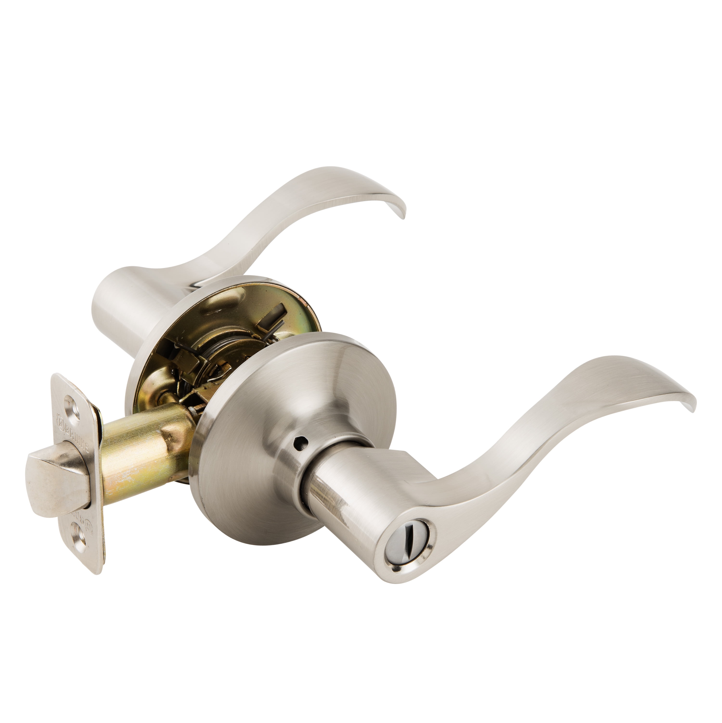 (2 pack) Brinks Interior Locking/ Privacy Modern Wave Style Lever Doorknob, Satin Nickel Finish
