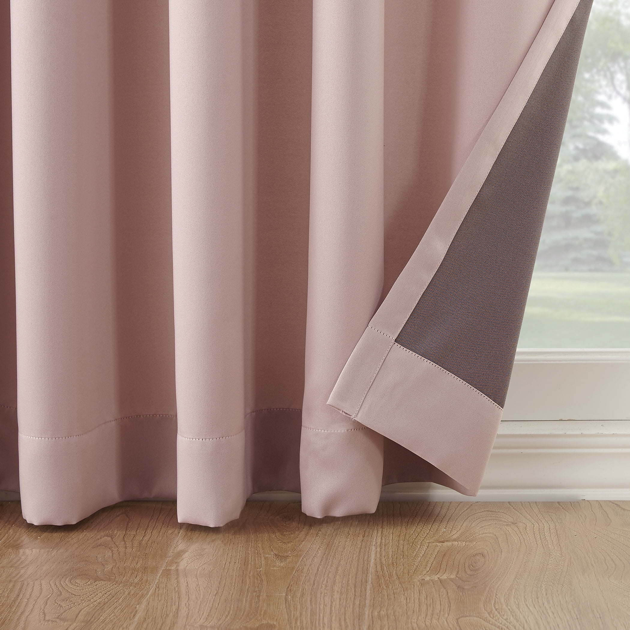 Sun Zero Madison 1-Piece Room Darkening Grommet Curtain Panel, 54"X54", Blush