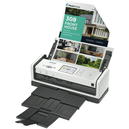 Brother - ADS-1800W Compact Wireless Duplex Desktop Scanner with Single Pass Double-Sided Scanning - White