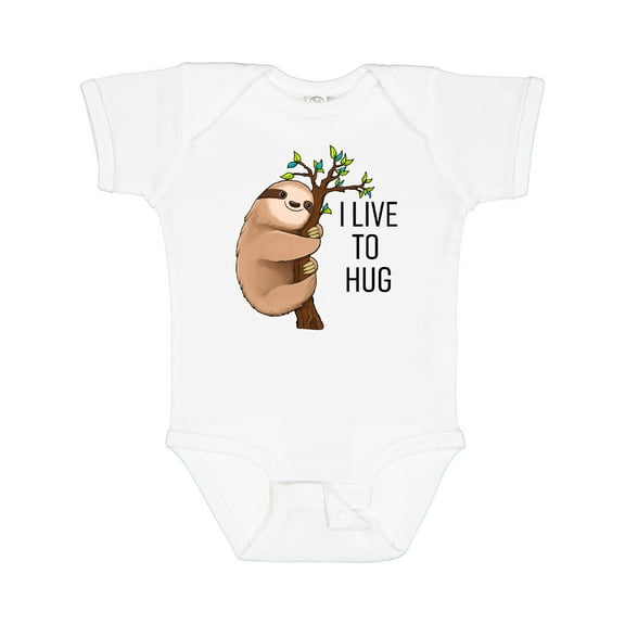 Inktastic I Live to Hug Cute Sloth on a Branch Boys or Girls Baby Bodysuit