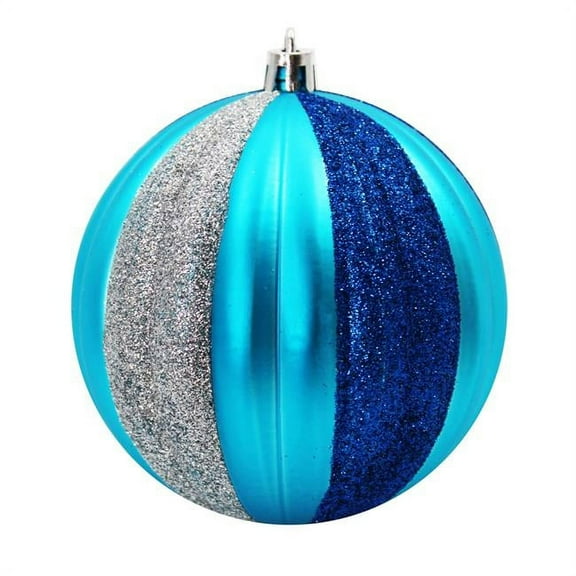 Ball Ornaments, Blue, Aqua & Silver - Pack of 12