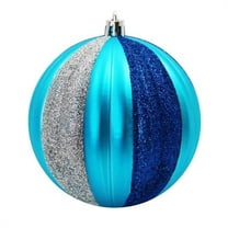 Ball Ornaments, Blue, Aqua & Silver - Pack of 12