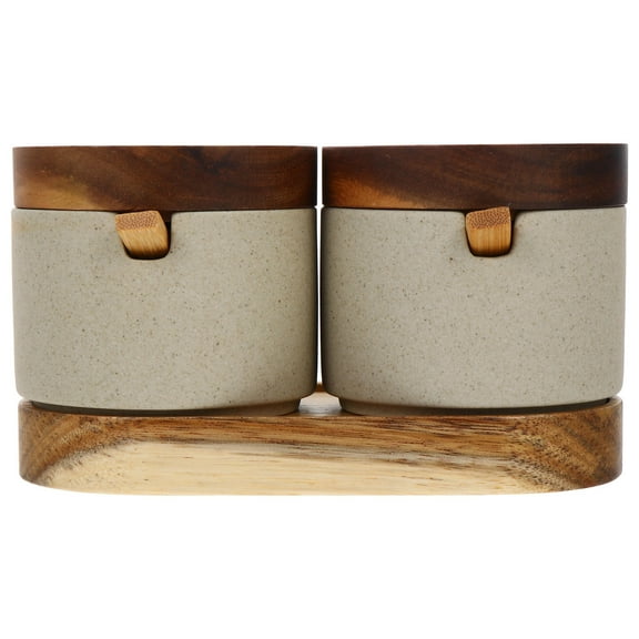 GOOHOCHY  Two-piece Set of Seasoning Jars Condiments Containers Holder Can Storage Spices