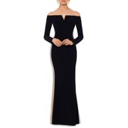 XSCAPE Womens Beaded Gown Dress, Black, 14